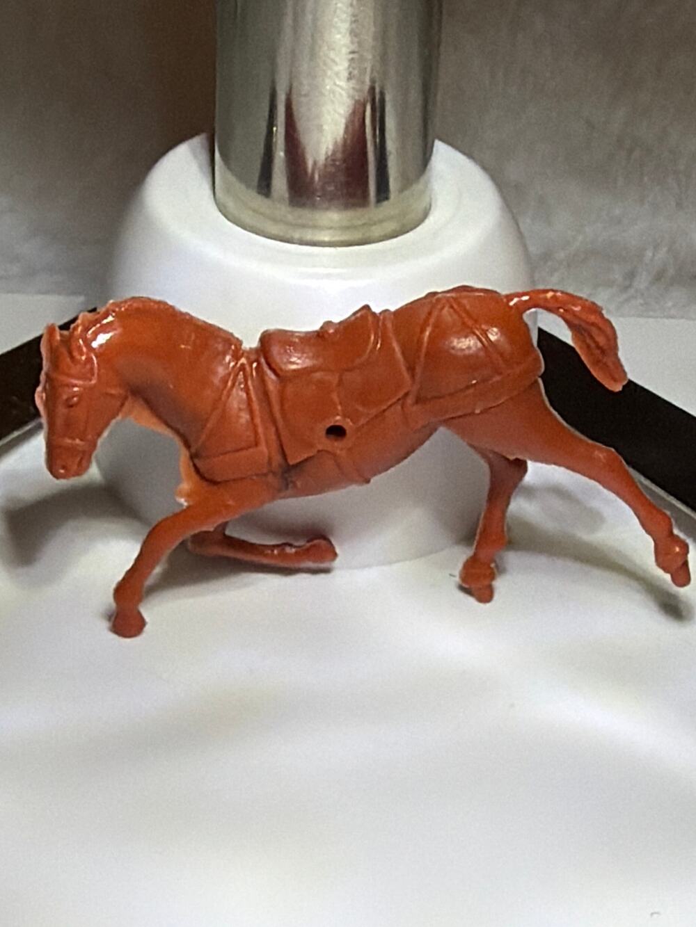 Vintage Marx Style Brown Plastic Toy Horse 3" Saddle Pack Replacement Figure